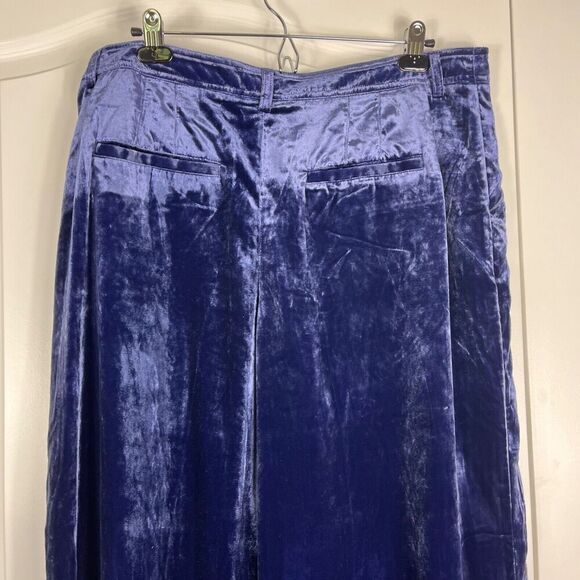 by Anthropologie Wide-Leg Purple Velvet Trousers Size 14 NWT High Waisted - Picture 5 of 8